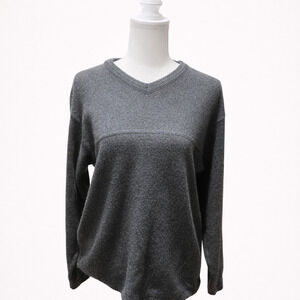 Wool Blend V-Neck L Sweater Relaxed Minimalist Italian Knit Old Money Cozycore